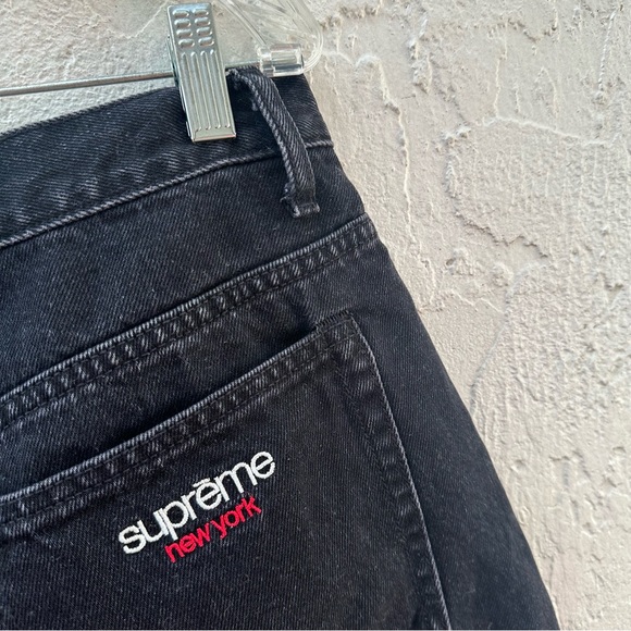 SUPREME Shorts Men 32 Denim Jeans Jorts Logo Streetwear Black - Picture 2 of 12